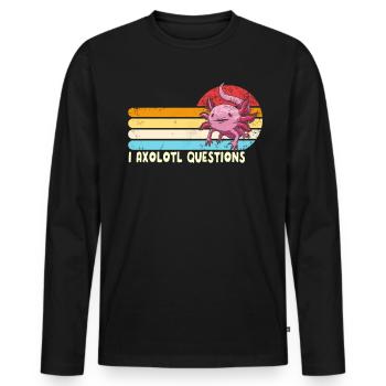 I Axolotl Fragen retro Ich stelle viele Fragen - Männer Premium Bio Langarmshirt - Schwarz - Vorne - Nico (187cm)