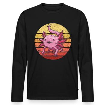 Axolotl Retro Sunset Vintage Kids Axolotl - Männer Premium Bio Langarmshirt - Schwarz - Vorne - Nico (187cm)