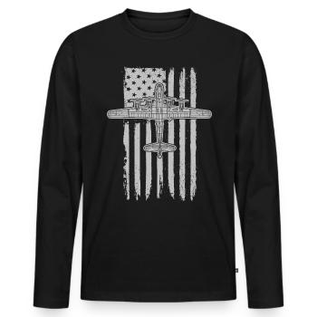 B-29 Superfording WWII Flugzeug American Flag B29 - Männer Premium Bio Langarmshirt - Schwarz - Vorne - Nico (187cm)