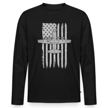 C-130 Hercules American Flag Runway Milit�r C130 - Männer Premium Bio Langarmshirt - Schwarz - Vorne - Nico (187cm)