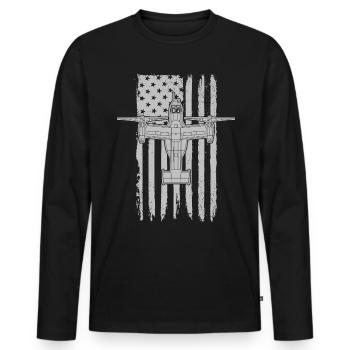 V-22 Osprey Military Helicopter American Flag V22 - Männer Premium Bio Langarmshirt - Schwarz - Vorne - Nico (187cm)