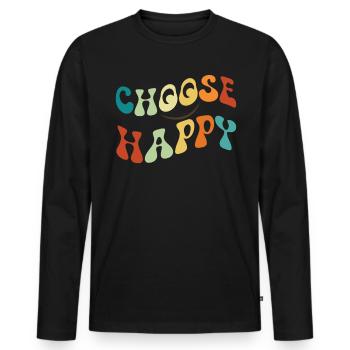 W�hlen Sie Happy Smile Face Motivate Inspire Happy - Männer Premium Bio Langarmshirt - Schwarz - Vorne - Nico (187cm)