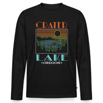 Crater Lake Oregon National Park Retro Crater Lake - Männer Premium Bio Langarmshirt - Schwarz - Vorne - Nico (187cm)