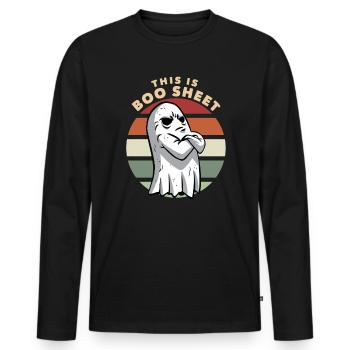 Dies ist Boo Blatt Ghost Halloween Boo Sheet - Männer Premium Bio Langarmshirt - Schwarz - Vorne - Nico (187cm)
