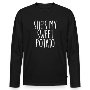 Sie ist meine S��kartoffel ich yam passendes Paar - Männer Premium Bio Langarmshirt - Schwarz - Vorne - Nico (187cm)