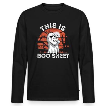 Dies ist Boo Blatt Ghost Halloween Boo Sheet - Männer Premium Bio Langarmshirt - Schwarz - Vorne - Nico (187cm)