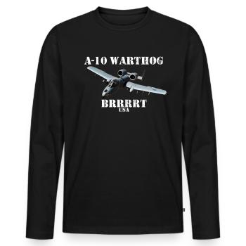 A-10 Warthog Military A10 Thunderbird Brrrrrt - Männer Premium Bio Langarmshirt - Schwarz - Vorne - Nico (187cm)