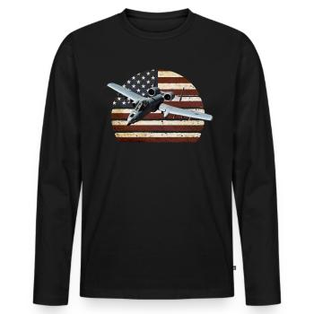 A-10 Warthog Flugzeug American Flag Thunderbird - Männer Premium Bio Langarmshirt - Schwarz - Vorne - Nico (187cm)