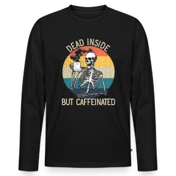 Tot im Inneren, aber koffeinhaltiger Skelettkaffee - Männer Premium Bio Langarmshirt - Schwarz - Vorne - Nico (187cm)