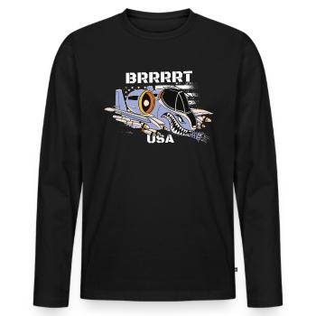 A-10-Warimogflugzeug A10 Thunderbird Brrrrrt - Männer Premium Bio Langarmshirt - Schwarz - Vorne - Nico (187cm)