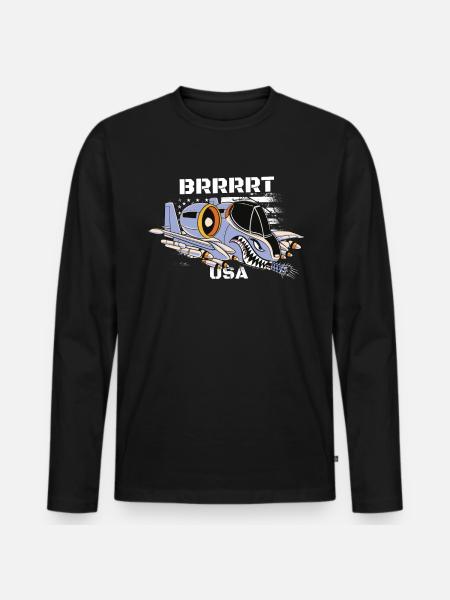 A-10-Warimogflugzeug A10 Thunderbird Brrrrrt - Männer Premium Bio Langarmshirt - Schwarz