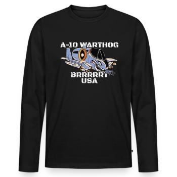 A-10 Warthog USA Flagge Milit�r A10 Thunderbird - Männer Premium Bio Langarmshirt - Schwarz - Vorne - Nico (187cm)