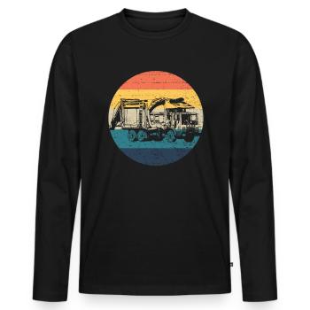 M�llwagen Retro M�llwagen Kinder M�llwagenVintage - Männer Premium Bio Langarmshirt - Schwarz - Vorne - Nico (187cm)