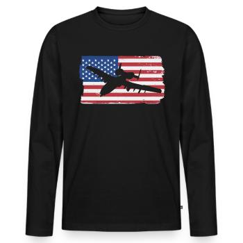 A-10 Warzenog Flugzeug American Flag A10 Warthog - Männer Premium Bio Langarmshirt - Schwarz - Vorne - Nico (187cm)
