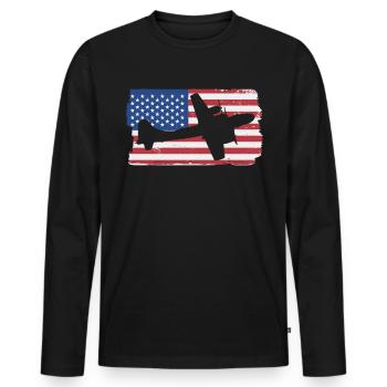 B-29 Superfording WWII Flugzeug American Flag B29 - Männer Premium Bio Langarmshirt - Schwarz - Vorne - Nico (187cm)