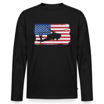 UH-60 Blackhawk Helikopter American Flag Blackhawk - Männer Premium Bio Langarmshirt - Schwarz - Vorne - Nico (187cm)
