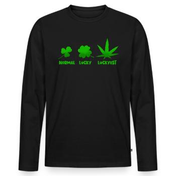 Normales Gl�cksgl�ck St. Patricks Tag Unkraut Ston - Männer Premium Bio Langarmshirt - Schwarz - Vorne - Nico (187cm)