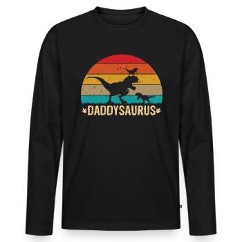 Daddysaurus T-Rex Retro Vatertag Dinosaurier Papa - Männer Premium Bio Langarmshirt - Schwarz - Vorne - Nico (187cm)