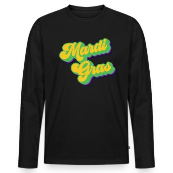 Vintage Mardi Gras Retro Fett Dienstag Mardi Gras - Männer Premium Bio Langarmshirt - Schwarz - Vorne - Nico (187cm)