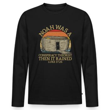 Noah Verschw�rungstheoretiker dann regnete er Luka - Männer Premium Bio Langarmshirt - Schwarz - Vorne - Nico (187cm)