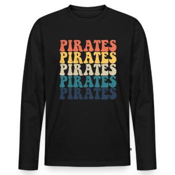 Pirates High School Pirates Sportteam PiratesRetro - Männer Premium Bio Langarmshirt - Schwarz - Vorne - Nico (187cm)