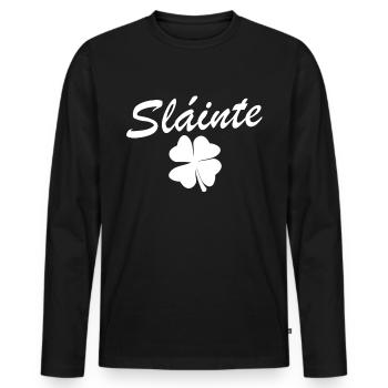 Slainte Shamrock Jubel Salute St. Patrick's Day - Männer Premium Bio Langarmshirt - Schwarz - Vorne - Nico (187cm)