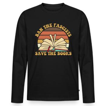 Verbot die Faschisten retten die B�cher Retro verb - Männer Premium Bio Langarmshirt - Schwarz - Vorne - Nico (187cm)