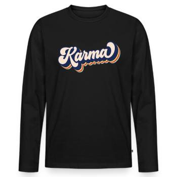 Karma, was herumgeht, kommt um Retro Karma - Männer Premium Bio Langarmshirt - Schwarz - Vorne - Nico (187cm)