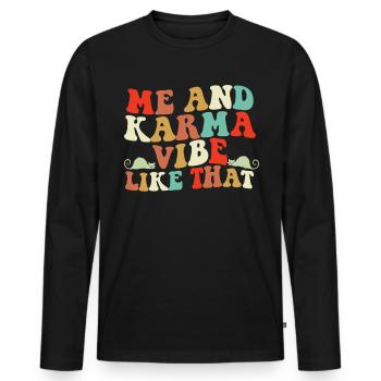 Ich und Karma -Atmobe wie diese Katzen Retro Karma - Männer Premium Bio Langarmshirt - Schwarz - Vorne - Nico (187cm)