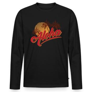 Aloha Hawaiian Retro Sommer Tropical Hawaii Aloha - Männer Premium Bio Langarmshirt - Schwarz - Vorne - Nico (187cm)