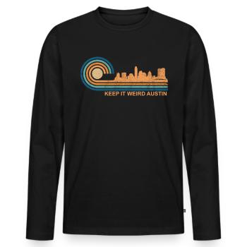 Halten Sie es seltsam Austin Texas Skyline Retro A - Männer Premium Bio Langarmshirt - Schwarz - Vorne - Nico (187cm)