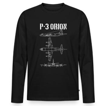 P3 Orion Military Flugzeug Schema Orion Pilot - Männer Premium Bio Langarmshirt - Schwarz - Vorne - Nico (187cm)