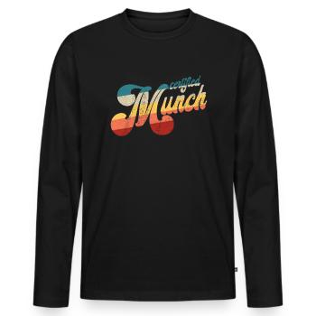Zertifizierter Mun -Retro -Humor -zertifiziertes M - Männer Premium Bio Langarmshirt - Schwarz - Vorne - Nico (187cm)