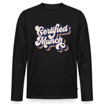 Zertifizierter Mun -Retro -Humor -zertifiziertes M - Männer Premium Bio Langarmshirt - Schwarz - Vorne - Nico (187cm)