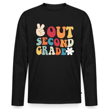 Frieden aus der zweiten Klasse Graduation FriedenH - Männer Premium Bio Langarmshirt - Schwarz - Vorne - Nico (187cm)