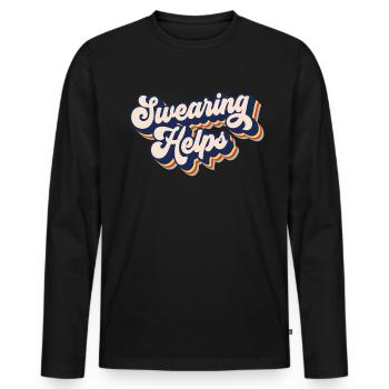 Fluchen hilft sarkastischem Retro -Fluchen hilft - Männer Premium Bio Langarmshirt - Schwarz - Vorne - Nico (187cm)