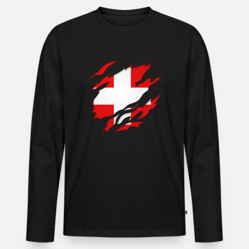 Schweiz Riss /Schweizer - Männer Premium Bio Langarmshirt - Schwarz