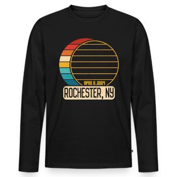 Éclipse solaire totale Éclipse de New York Rochester - T-shirt manches longues Premium bio Homme - noir - Devant - Nico (187cm)