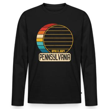 Éclipse solaire totale Pennsylvanie 28 avril 2024 - T-shirt manches longues Premium bio Homme - noir - Devant - Nico (187cm)