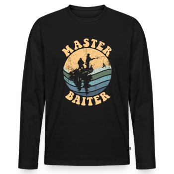 Meister K�der Retro Fisherman Herren -Meister K�de - Männer Premium Bio Langarmshirt - Schwarz - Vorne - Nico (187cm)