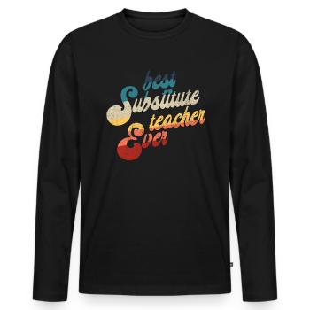 Bester Ersatzlehrer aller Zeiten Rainbow Sub Teach - Männer Premium Bio Langarmshirt - Schwarz - Vorne - Nico (187cm)
