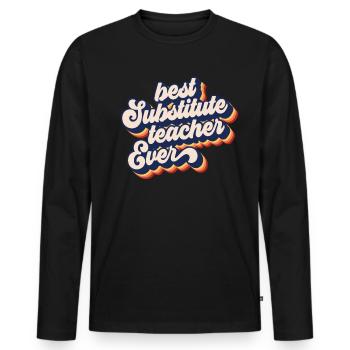 Bester Ersatzlehrer aller Zeiten Retro Sub Teacher - Männer Premium Bio Langarmshirt - Schwarz - Vorne - Nico (187cm)