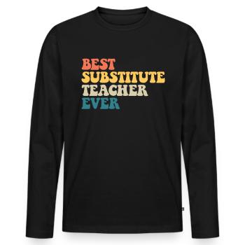 Bester Ersatzlehrer aller Zeiten Retro Sub Teacher - Männer Premium Bio Langarmshirt - Schwarz - Vorne - Nico (187cm)