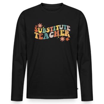 Ersatzlehrer zur�ck zum Schulsublehrer - Männer Premium Bio Langarmshirt - Schwarz - Vorne - Nico (187cm)