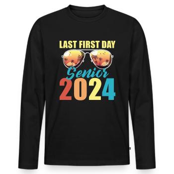 Class of 2024 Retro on the last first day Senior - Men's Premium Organic Long Sleeve Shirt - black - Front - Nico (187cm)