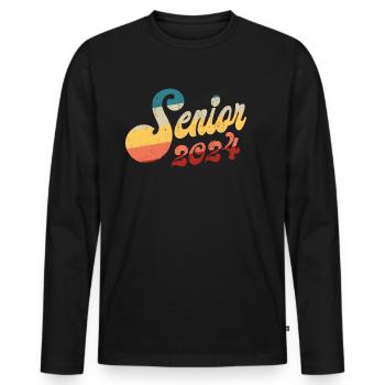 Klasse von 2024 Senior 2024 Retro -Abschluss 2024 - Männer Premium Bio Langarmshirt - Schwarz - Vorne - Nico (187cm)