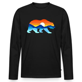 Camping -Wandern Retro Mountains Outdoor Camp Bear - Männer Premium Bio Langarmshirt - Schwarz - Vorne - Nico (187cm)