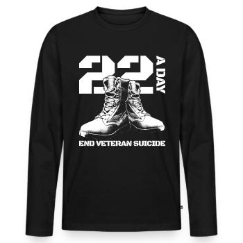 22 ein Tag des Tagende Veteran Selbstmordveteran S - Männer Premium Bio Langarmshirt - Schwarz - Vorne - Nico (187cm)