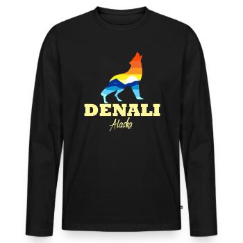Denali Nationalpark Wolf Denali Alaska Denali - Männer Premium Bio Langarmshirt - Schwarz - Vorne - Nico (187cm)