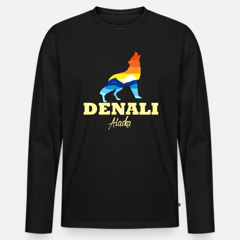 Denali Nationalpark Wolf Denali Alaska Denali - Männer Premium Bio Langarmshirt - Schwarz